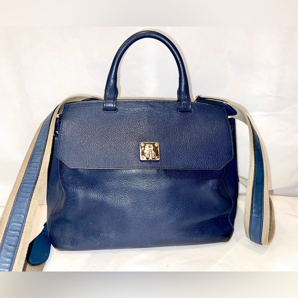 MCM navy backpack with twist closure